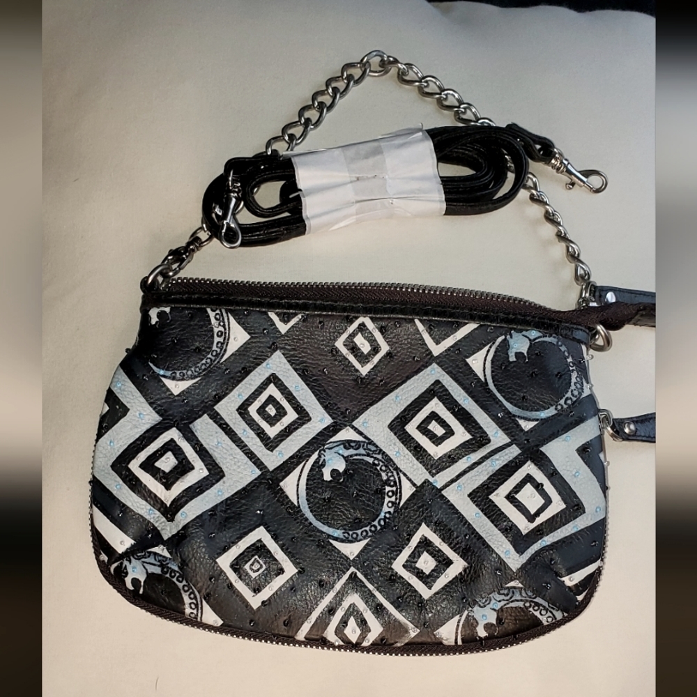 Sharif Hand painted, beaded crossbody bag .